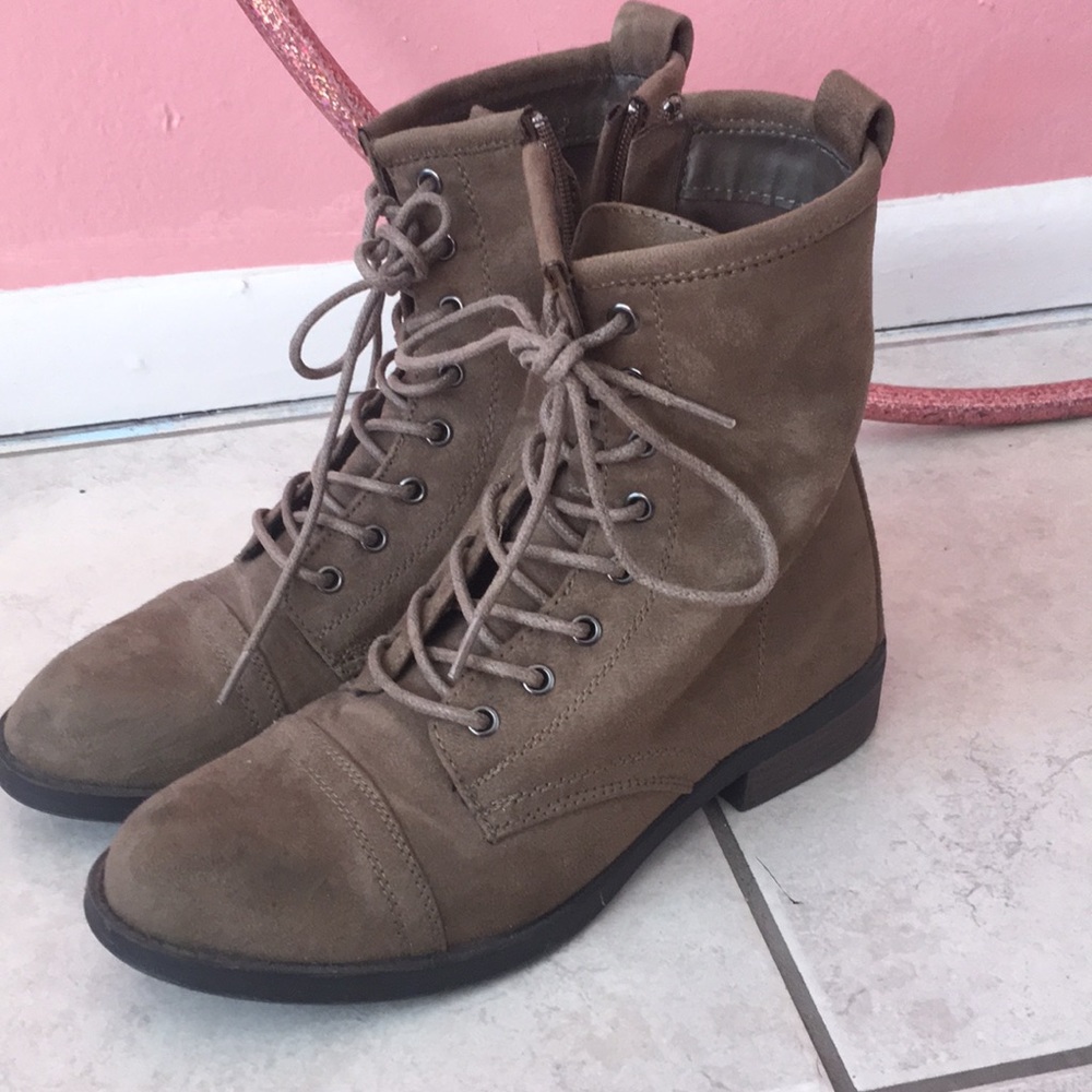Olive green combat boots